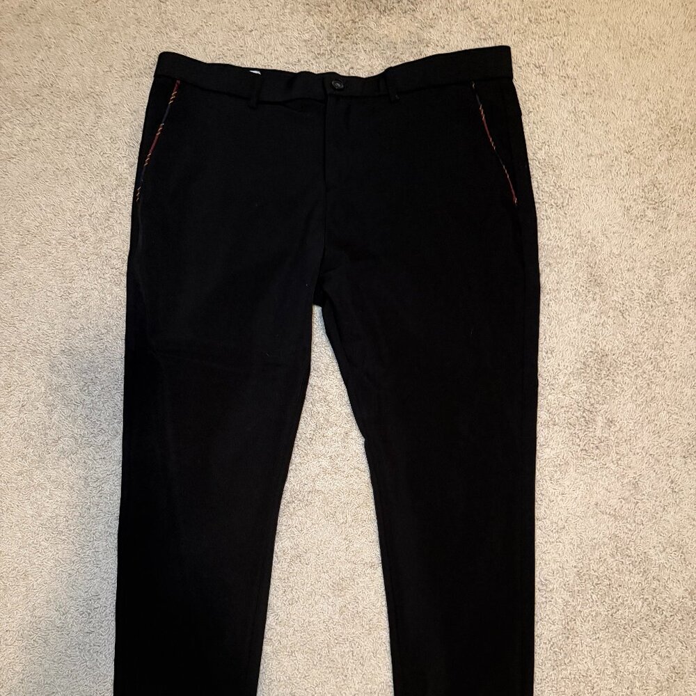 Plaid & Plain Black Skinny Fit Dress Pants – Men’s 40x28